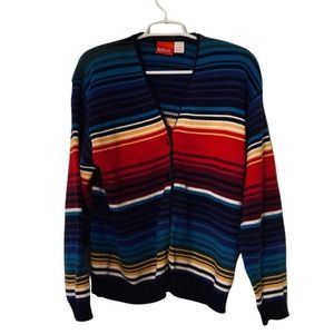 Vintage Liz & Co. Rainbow Button Down Cardigan Sweater